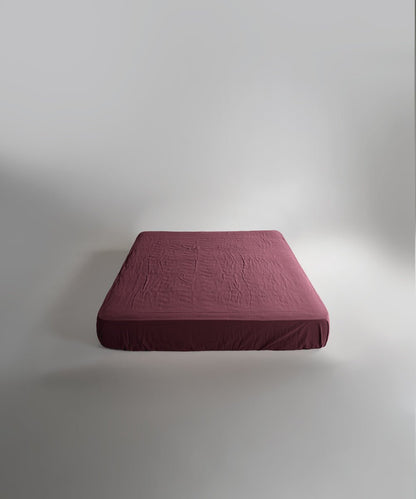 Stonewash 100% Soft Cotton Fitted Sheet Raspberry