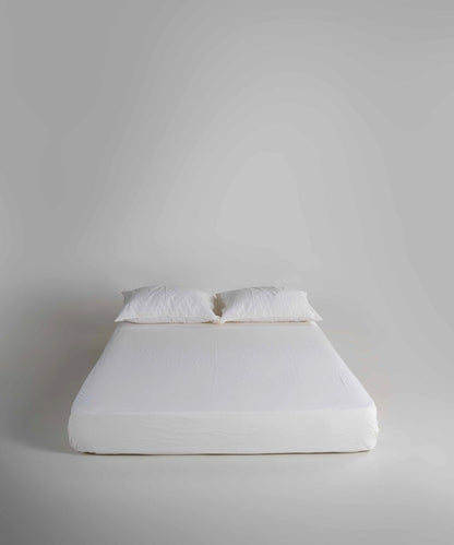 Stonewash 100% Soft Cotton Fitted Sheet Set Snow White