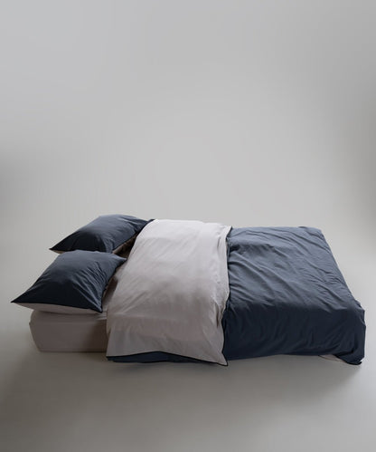 Essualte Stonewashed Reversible 100% Cotton Duvet Cover Set Opal Grey / Castle Rock