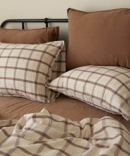 Rustic Striped&amp;Ruffled 100% Soft Cotton Duvet Cover Set - Garmentwashed | Limasso