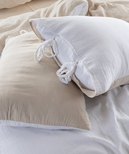 Esse 100% Natural Cotton Gauze-Muslin Duvet Cover Set Reversible Oxfordtan/Snow White