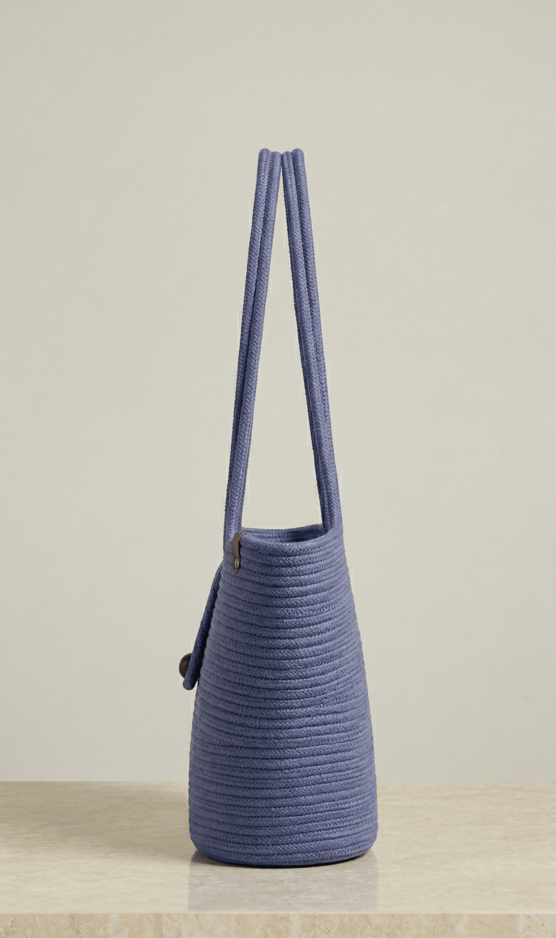 Boho Straw Style Button Closure Natural Shoulder Bag - Lilac