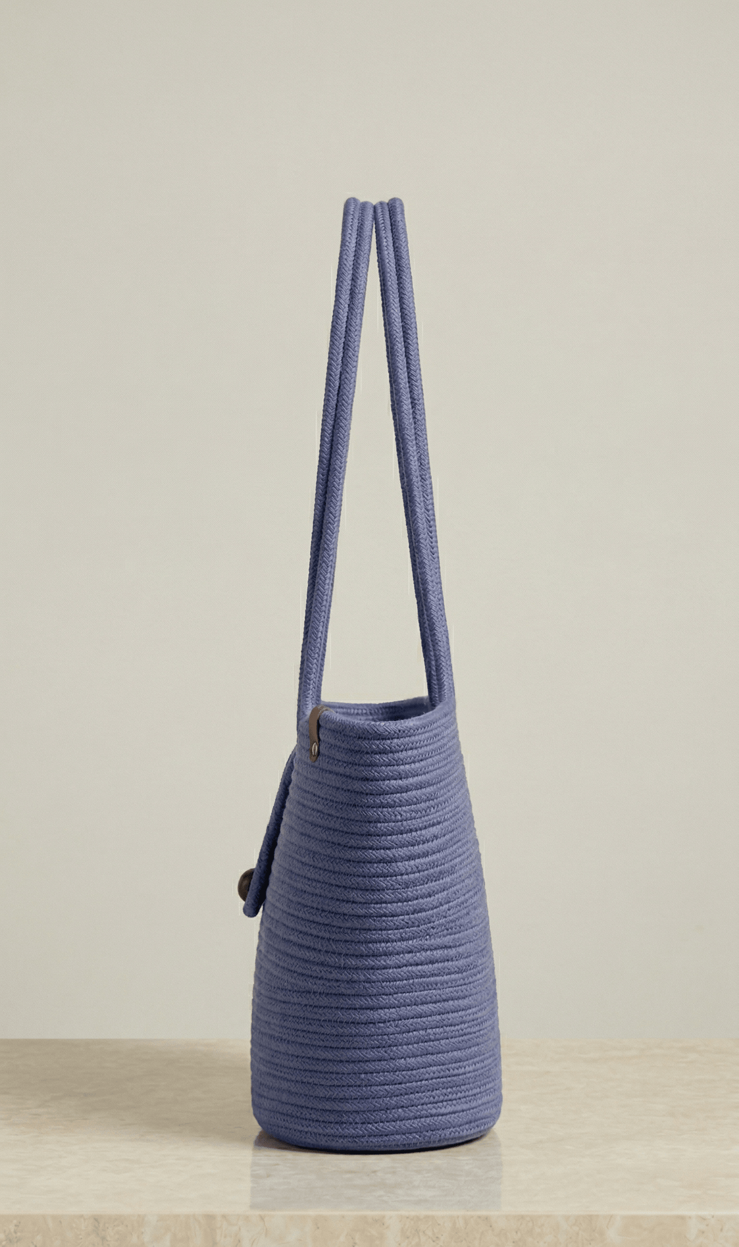 Boho Straw Style Button Closure Natural Shoulder Bag - Lilac