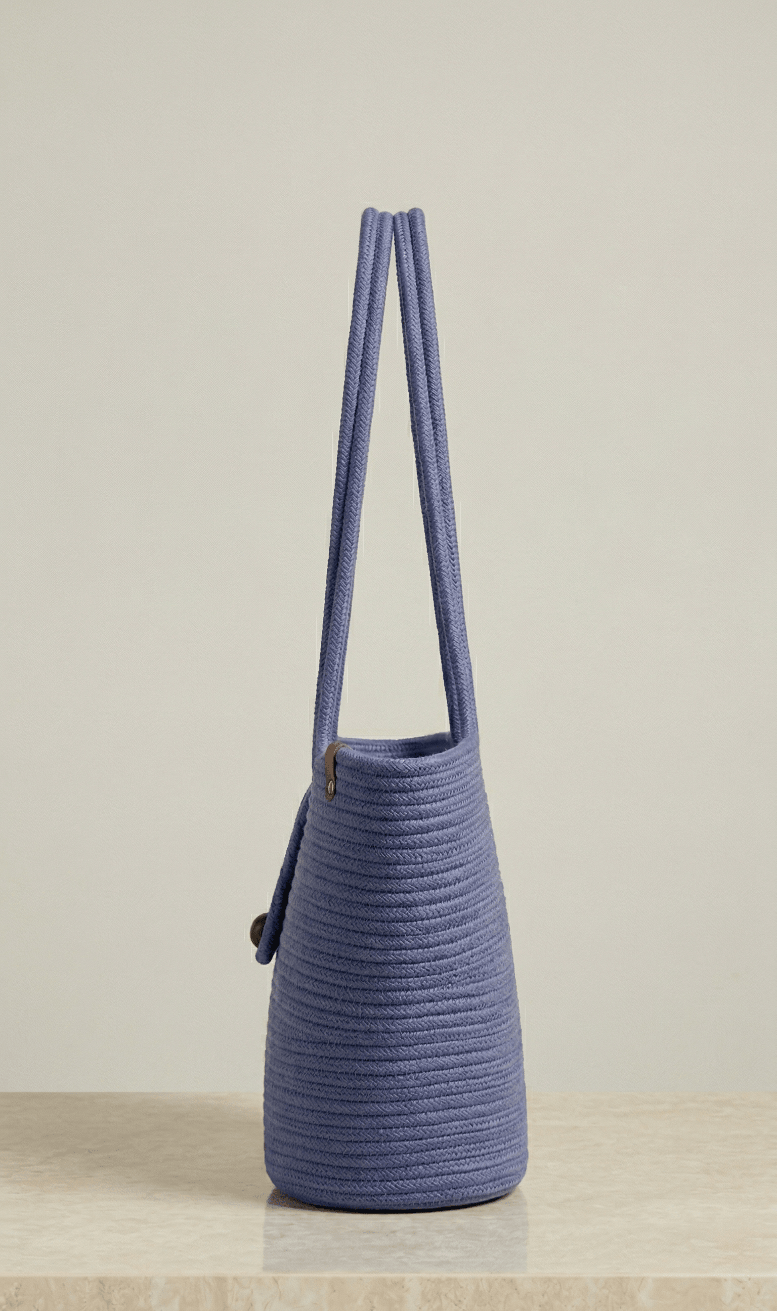 Boho Straw Style Button Closure Natural Shoulder Bag - Lilac