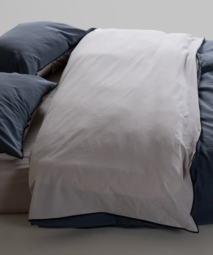 Essualte Stonewashed Reversible 100% Cotton Duvet Cover Set Opal Grey / Castle Rock