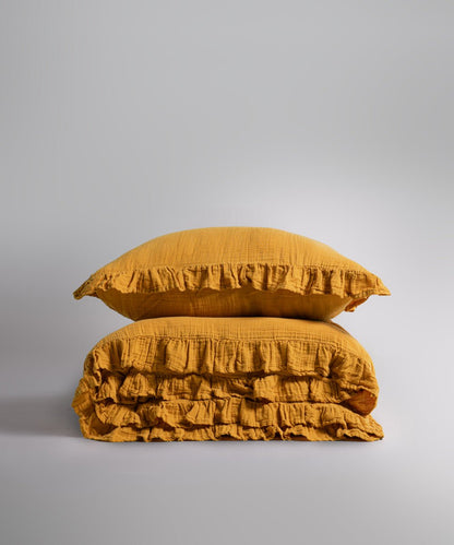 Esse Exclusive 100% Soft Cotton Gauze/Muslin Duvet Cover Set Mustard