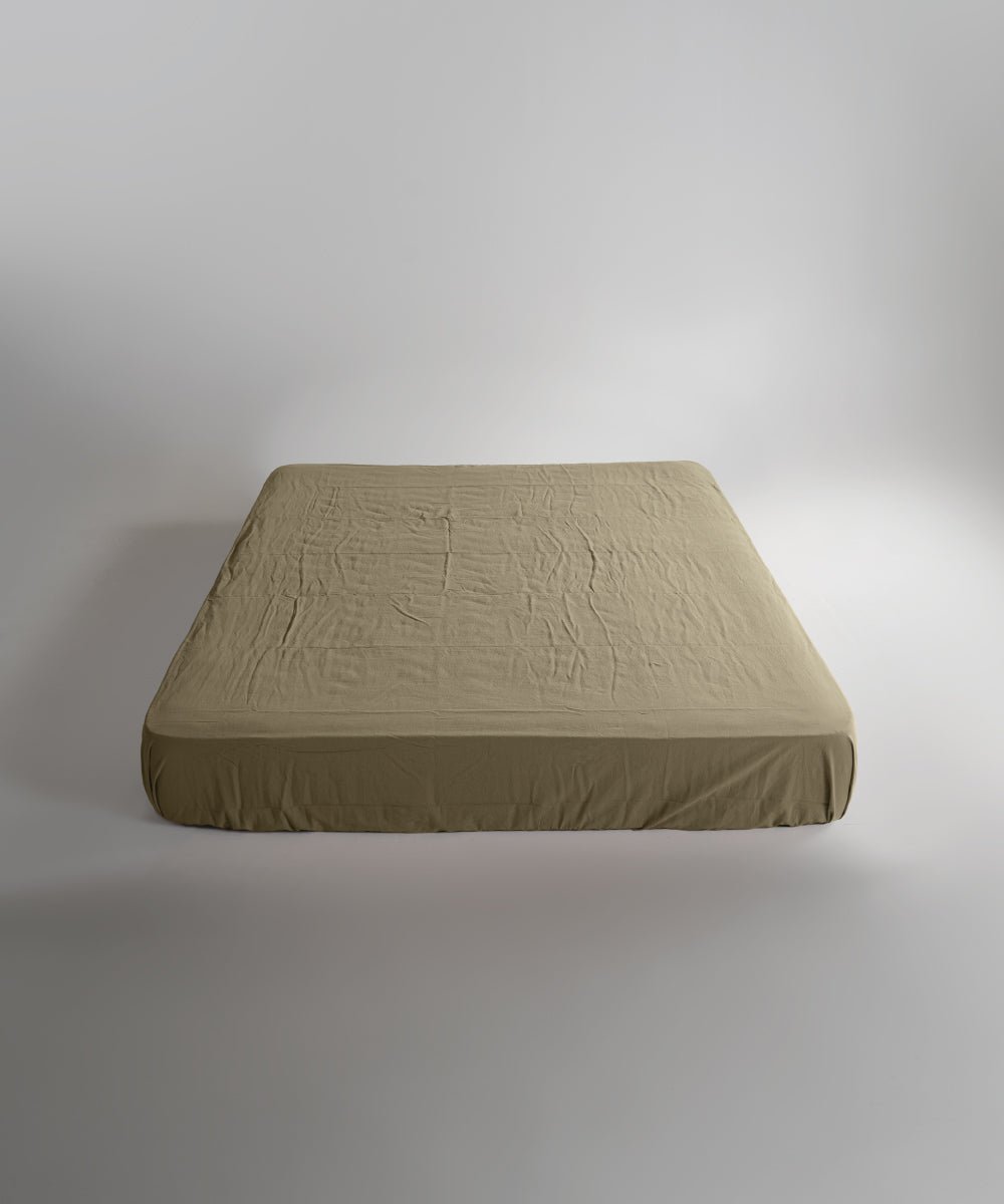 Stonewash 100% Soft Cotton Fitted Sheet Med Green
