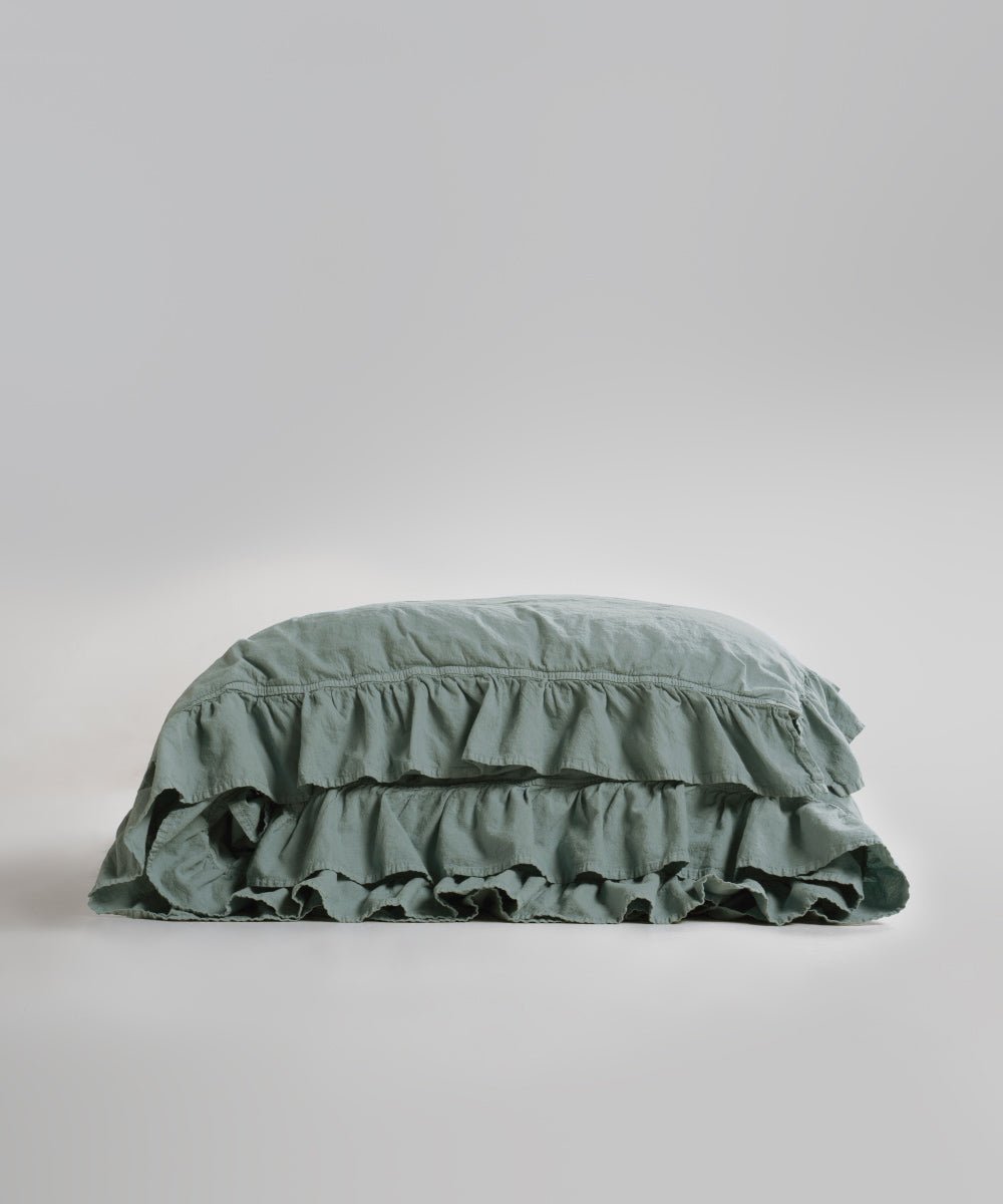 Stonewash Exclusive 100% Soft Cotton Duvet Cover Natural Green