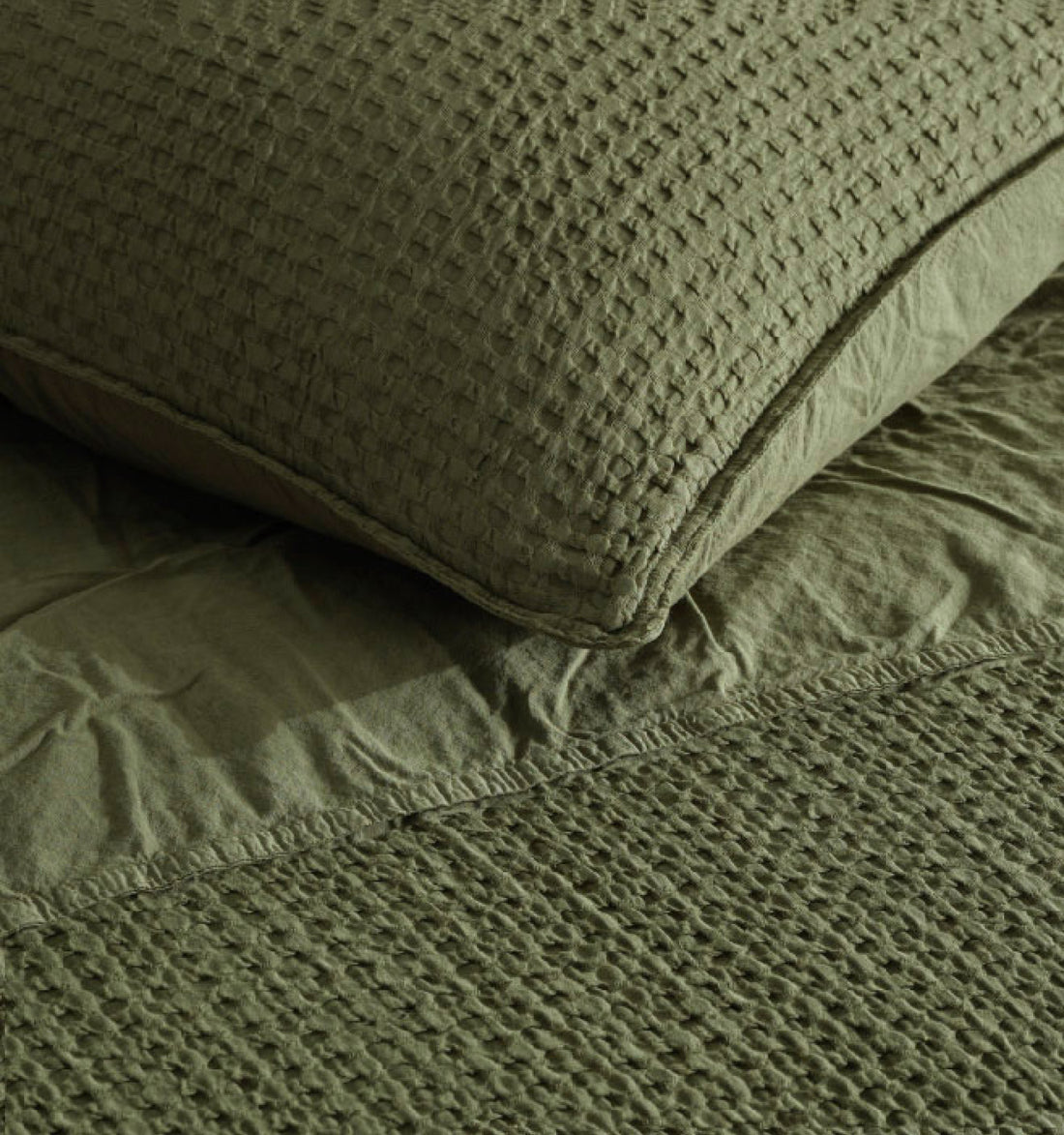 Bassin Stonewashed 100% Cotton Duvet Cover Set - Capulet Olive