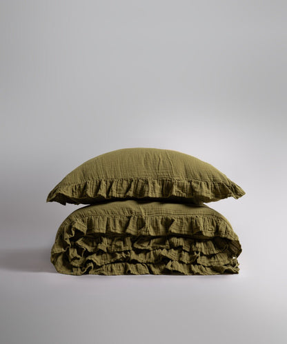 Esse Exclusive 100% Soft Cotton Gauze/Muslin Duvet Cover Set Olive
