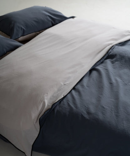 Essualte Stonewashed Reversible 100% Cotton Duvet Cover Set Opal Grey / Castle Rock