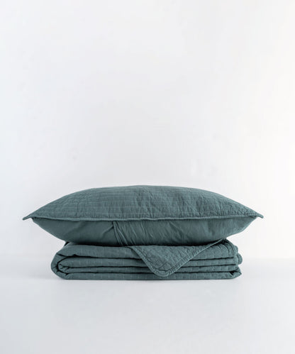 Essualte Bacis Bedspread Set Dark Green