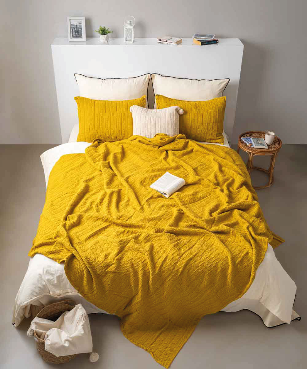 Essualte Waffle Bedspread Set Honey