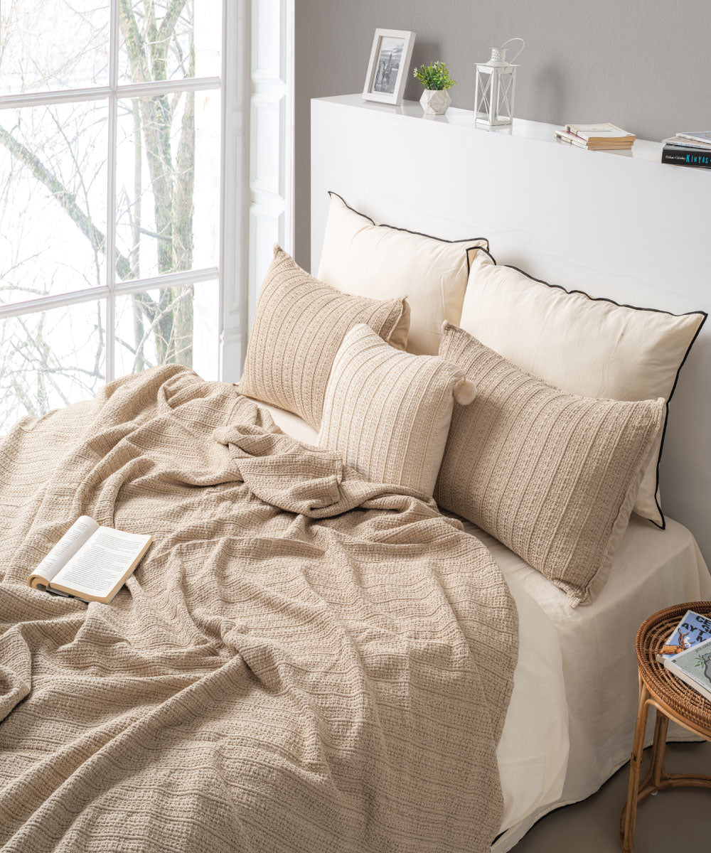 Essualte Waffle Bedspread Set Oxfordtan