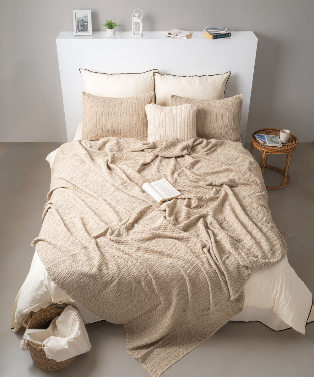 Essualte Waffle Bedspread Set Oxfordtan