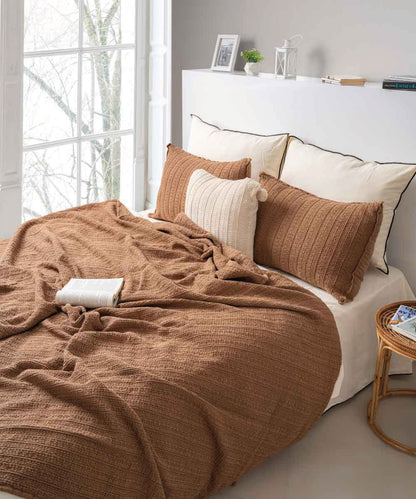 Essualte Waffle Bedspread Set Wood Smoke