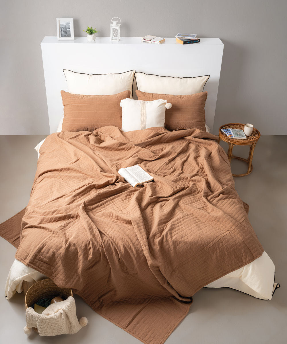 Essualte Basic Bedspread Set Wood Smoke