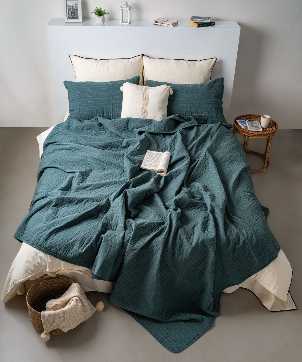 Essualte Bacis Bedspread Set Dark Green