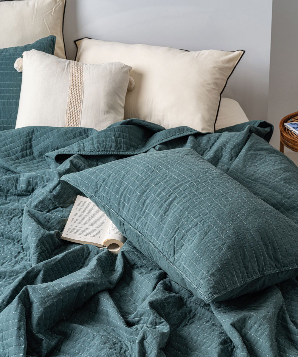 Essualte Bacis Bedspread Set Dark Green