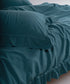 Stonewashed 100% cotton pillowcases in dark green with ruffled edges, set of two, 50x75 cm