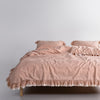 Dora Beige Ruffle Lace 100% Cotton Duvet Cover Set – Stonewashed | Limasso