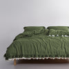 Dora Capulet Olive Ruffle Lace 100% Cotton Duvet Cover Set – Stonewashed | Limasso