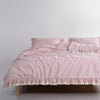 Dora Pristine (Powder Pink) Ruffle Lace 100% Cotton Duvet Cover Set – Stonewashed | Limasso