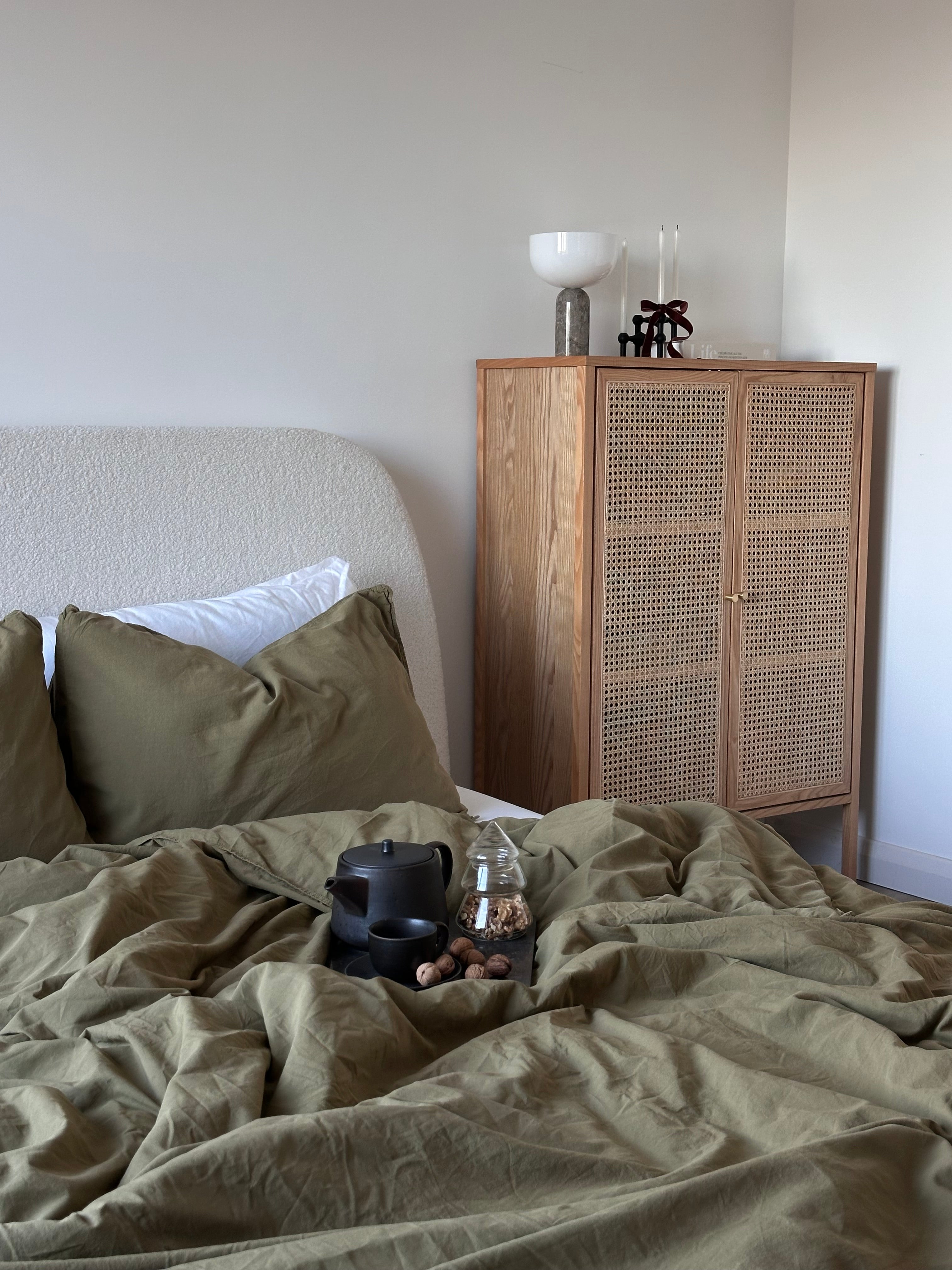 A candid shot shared by a Limasso customer, reflecting the true, organic olive tone in natural morning light.