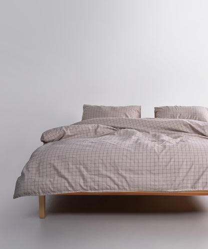Main view of the Inara duvet cover set in Oxford Tan, made from 100% stonewashed cotton with a soft, relaxed finish.
