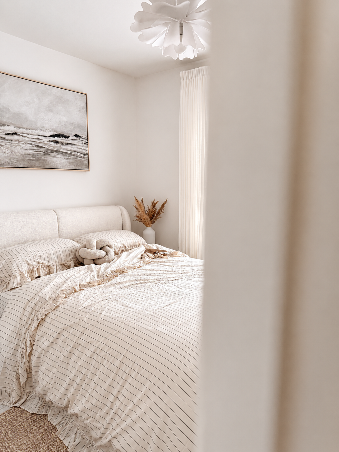 Lifestyle customer photo of the Leila Garmentwashed Duvet Cover Set in an everyday bedroom setting - Limasso London