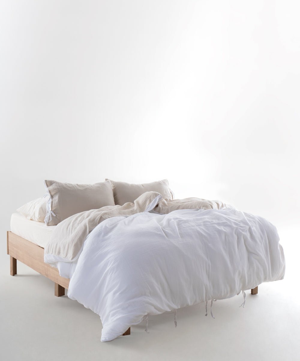 Esse 100% Natural Cotton Gauze-Muslin Duvet Cover Set Reversible Oxfordtan/Snow White