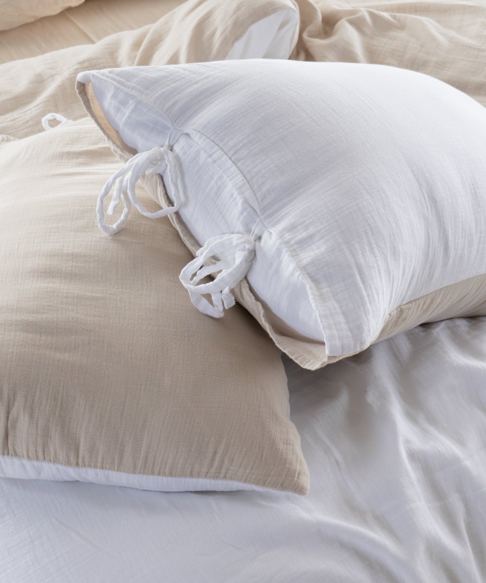 Esse 100% Natural Cotton Gauze-Muslin Duvet Cover Set Reversible Oxfordtan/Snow White