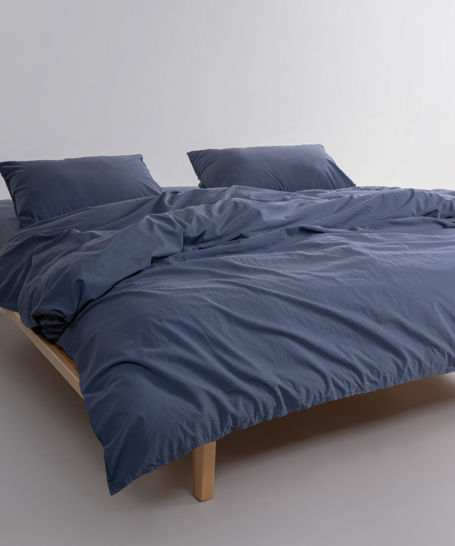 Natural grey cotton pillowcases with envelope flap closure made from stonewashed 100% cotton