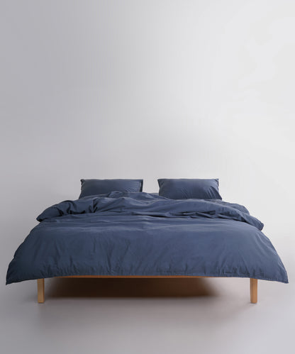 Natural grey stonewashed cotton duvet cover set creating a calm, modern UK bedroom look