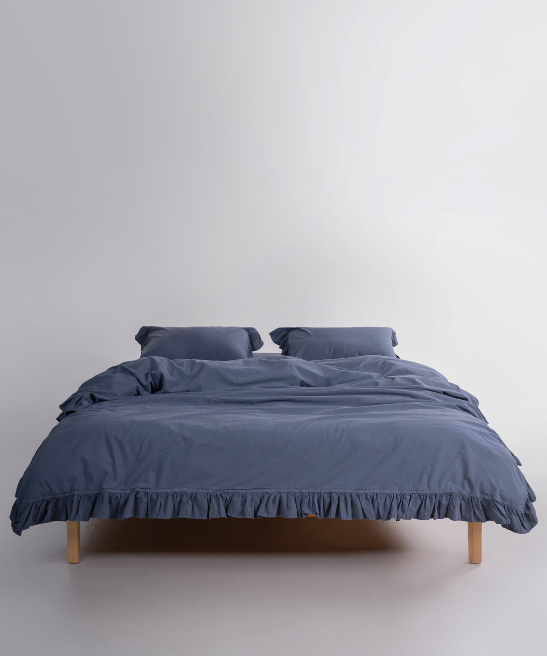 Natural grey stonewashed cotton duvet cover set creating a calm and modern UK bedroom interior