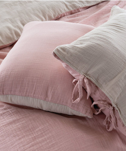 Esse 100% Natural Cotton Gauze-Muslin Duvet Cover Set Reversible Oxfordtan/Pristine