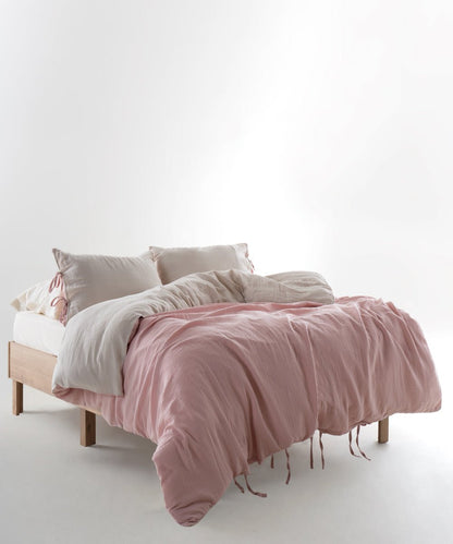 Esse 100% Natural Cotton Gauze-Muslin Duvet Cover Set Reversible Oxfordtan/Pristine