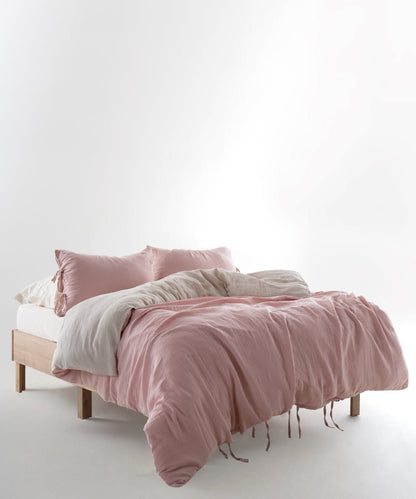 Esse 100% Natural Cotton Gauze-Muslin Duvet Cover Set Reversible Oxfordtan/Pristine