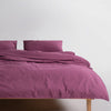 Stonewash 100% Soft Cotton Duvet Cover Set Raspberry