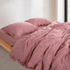 Stonewashed Ribbon Old Rose 100% Cotton Duvet Cover Set | Ruffled