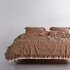 Dora Wood Smoke Ruffle Lace 100% Cotton Duvet Cover Set – Stonewashed | Limasso