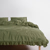 Sicilia Capulet Olive Ruffle Lace 100% Cotton Duvet Cover Set – Stonewashed | Limasso