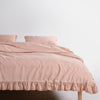 Sicilia Mediterranean Beige Ruffle Lace 100% Cotton Duvet Cover Set – Stonewashed | Limasso