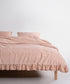 Sicilia Mediterranean Beige ruffle lace 100% cotton duvet cover set stonewashed soft neutral bedding UK size