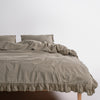 Sicilia Mediterranean Green Ruffle Lace 100% Cotton Duvet Cover Set – Stonewashed | Limasso