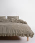 Sicilia Mediterranean Green ruffle lace 100% cotton duvet cover set stonewashed soft luxury bedding UK size