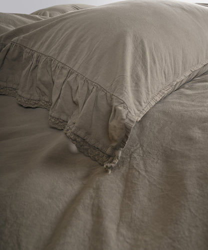 Sicilia Mediterranean Green 100 percent cotton duvet cover set breathable natural luxury bedding for UK homes