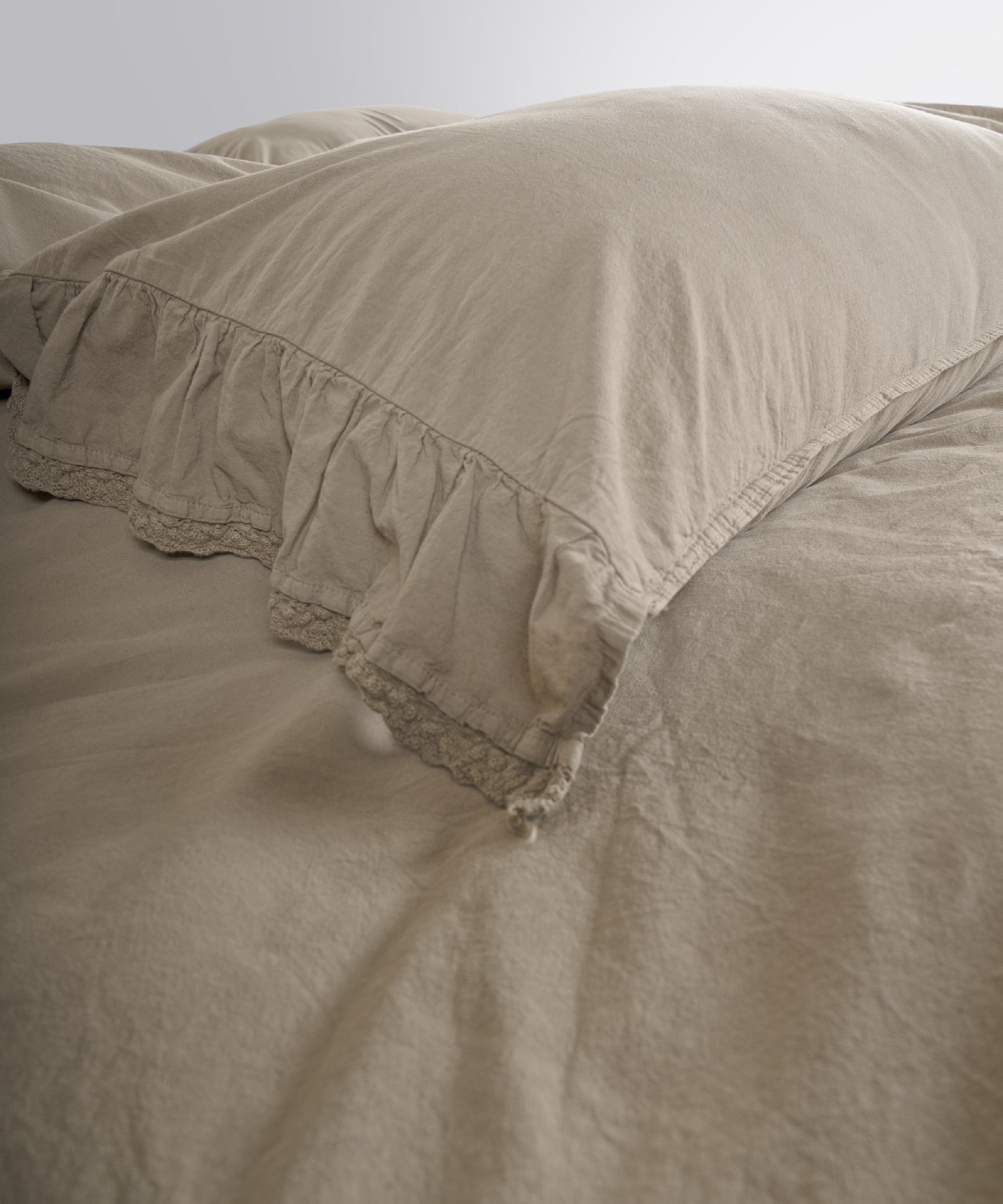 Sicilia Oxford Tan breathable 100% cotton duvet cover set warm neutral luxury bedroom decor UK