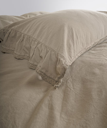 Sicilia Oxford Tan breathable 100% cotton duvet cover set warm neutral luxury bedroom decor UK