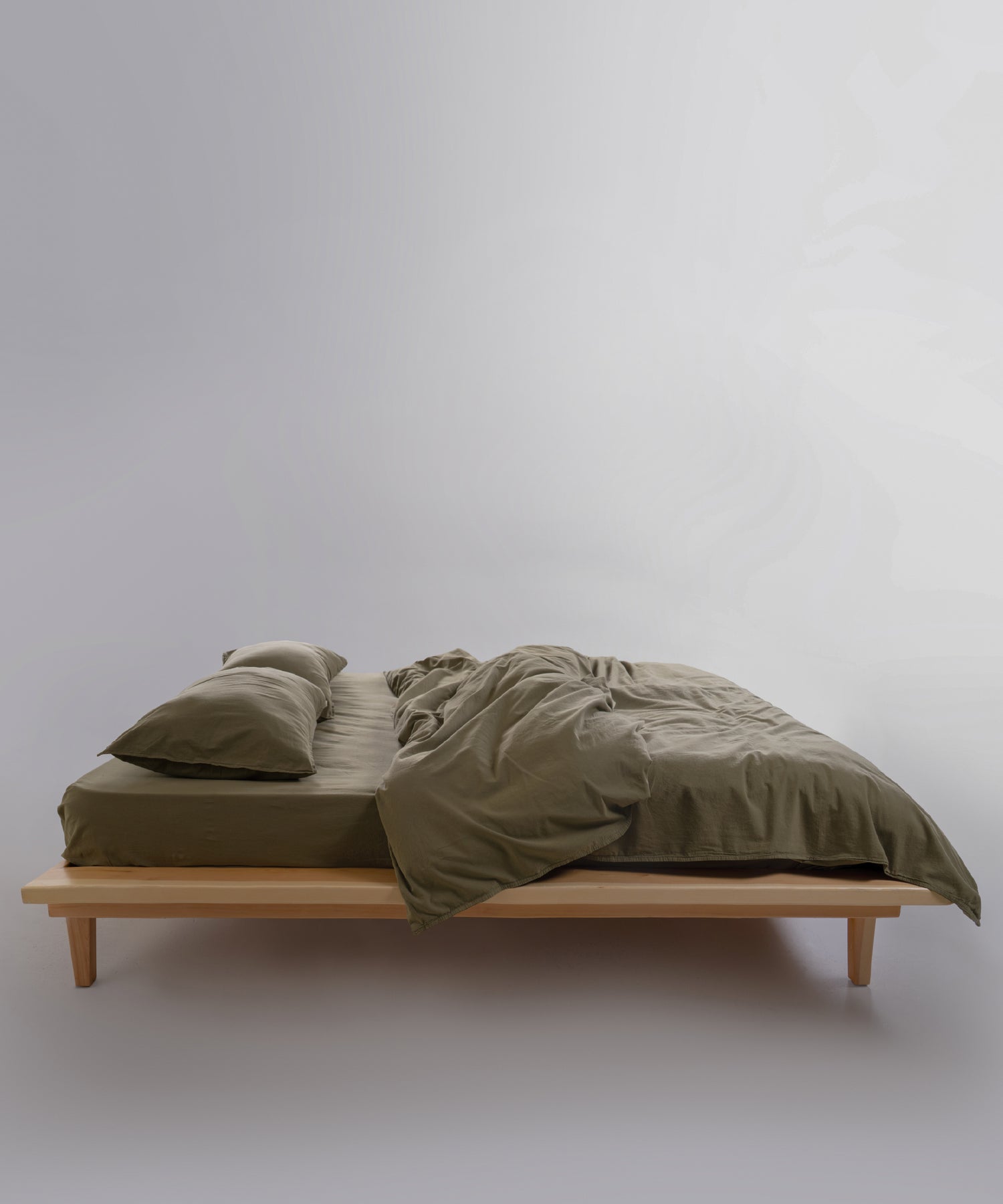 Stonewashed Cotton Duvet Cover Set Olive | 100% Soft Natural Cotton